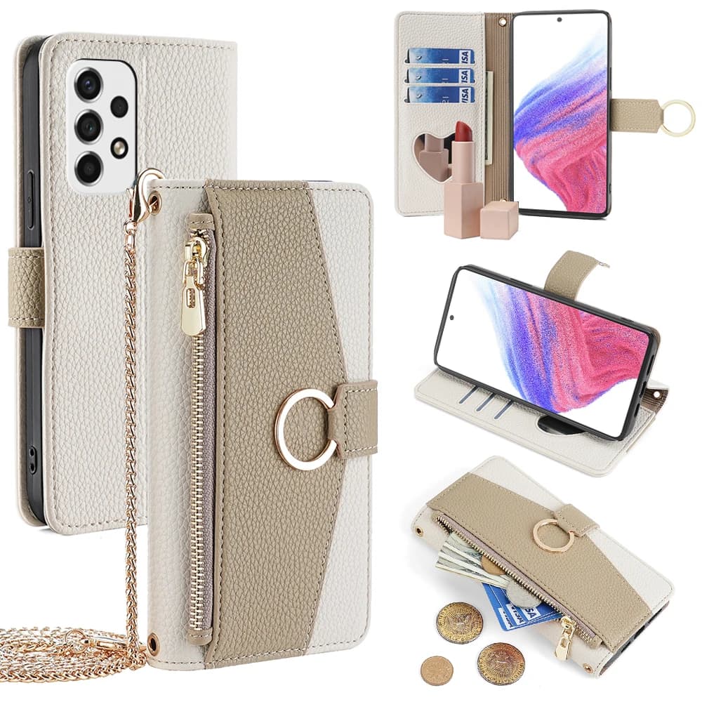 Multifunctional phone case with mirror suitable for Samsung M53 M33 A73 A54 A53 A52-A52S A34 A33 M23 5G M52 A32 4G A22S A23
