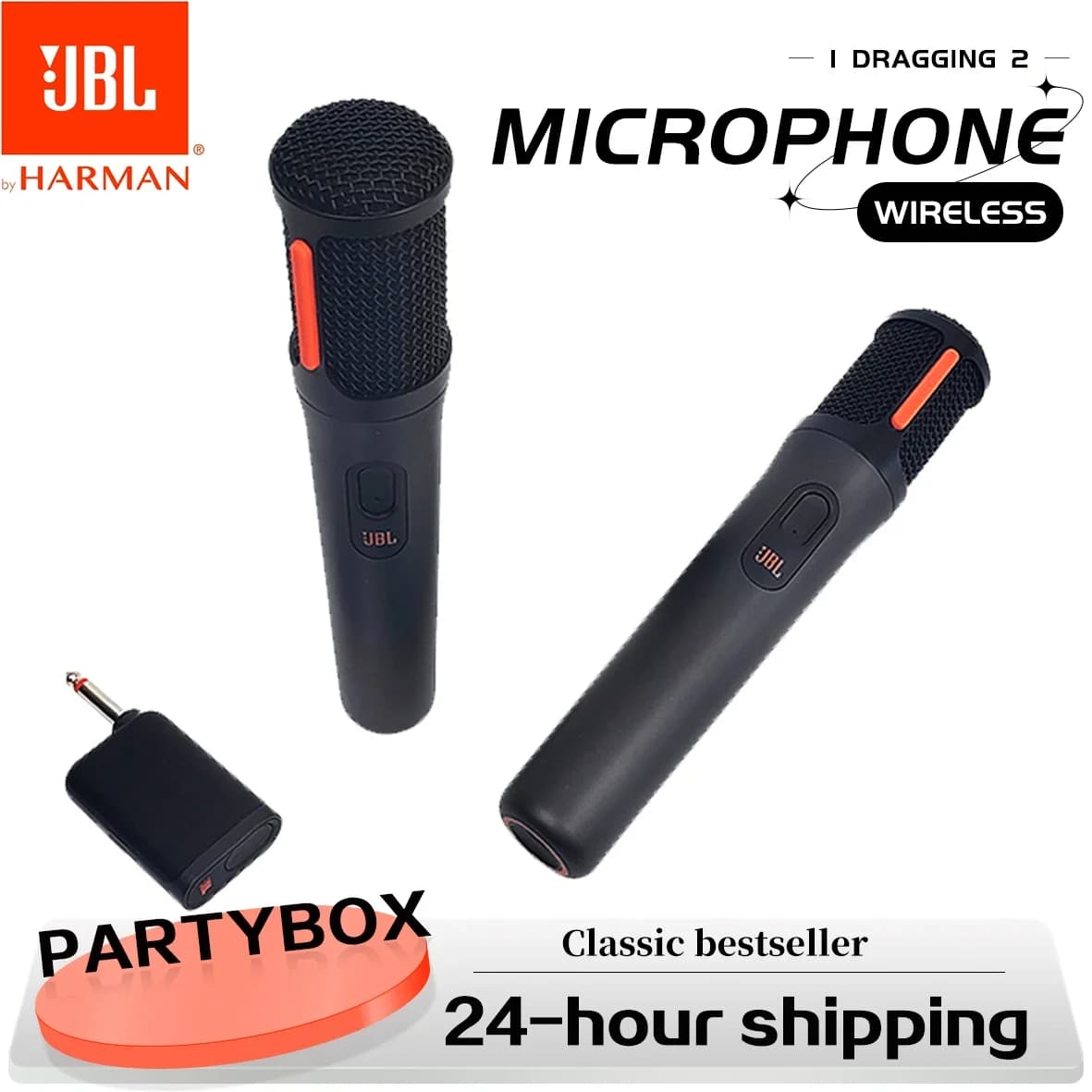 Original JBL PartyBox portable wireless microphone with adaptive noise reduction