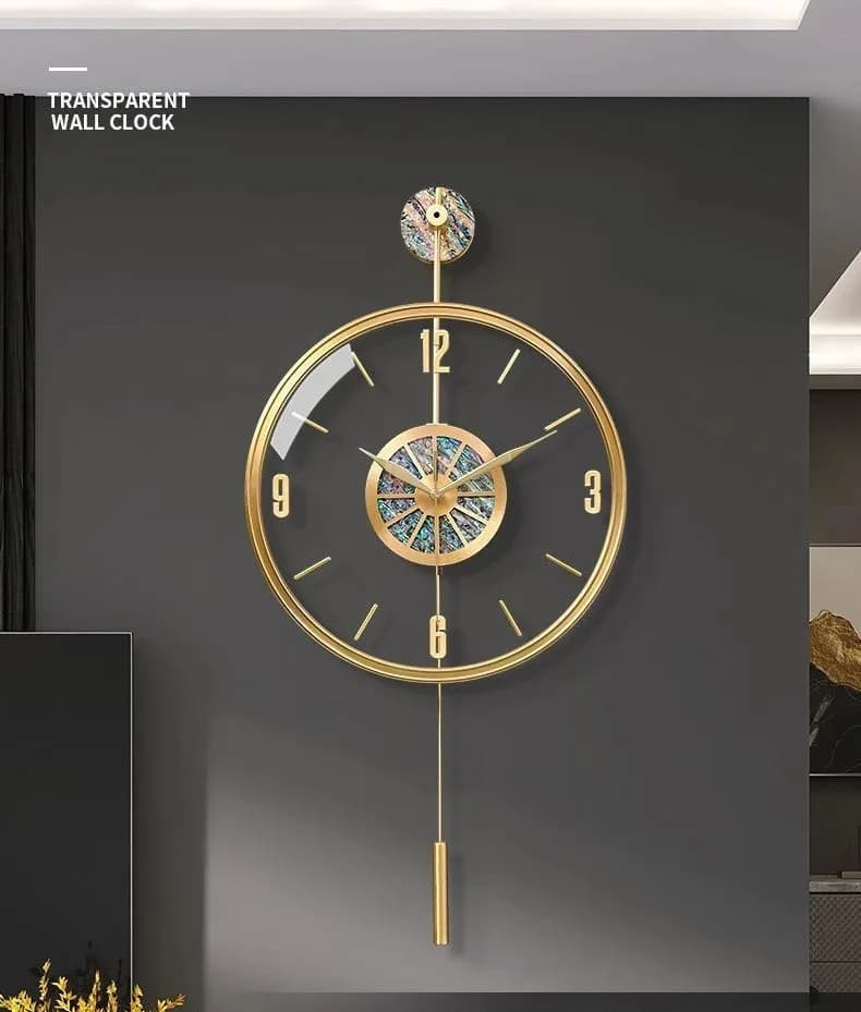 Alloy Seashell Wall Clock Silent Modern Luxury Living Room Decor Wall Watches Modern Aesthetic Arts Living Room Clock Decorative