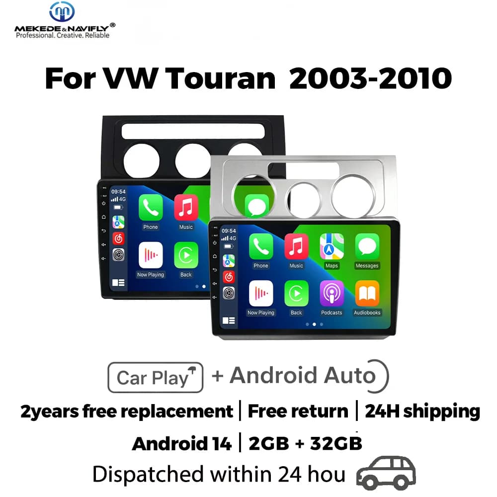 MEKEDE&NAVIFLY Android 14 per Volkswagen VW Touran 1 2003-2010 Autoradio con Carplay Wireless, Sistema Multimediale Centrale Intelligente