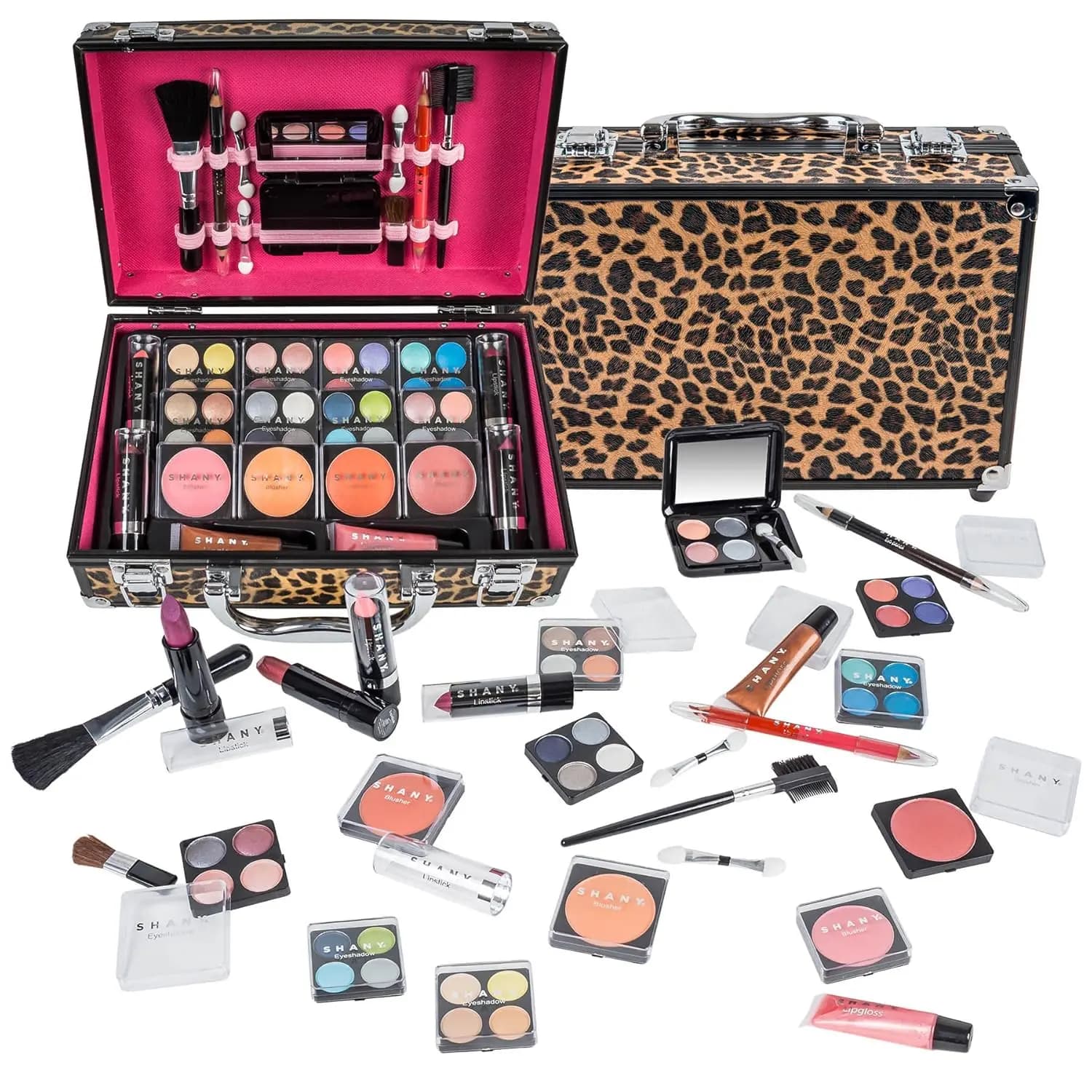 Custodia professionale per trucco con pennelli, rossetti, ombretti e altro ancora - Organizzatore riutilizzabile in confezione regalo leopardata premium