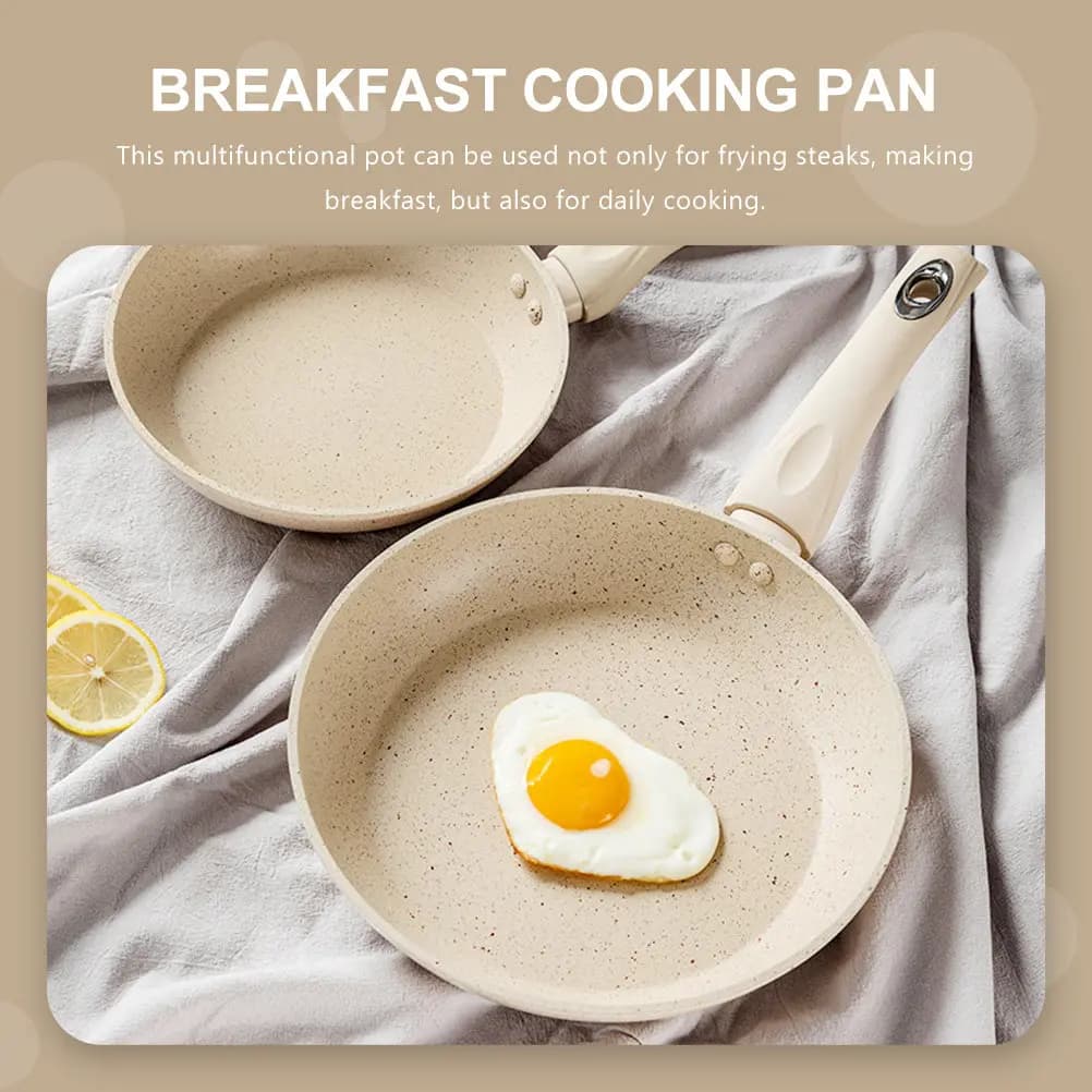 Padella Antiaderente in Alluminio Premium con Rivestimento in Pietra Maifan, Fondo Piatto Stabile, Manico Sicuro, Multifunzionale per Colazione e Bistecche
