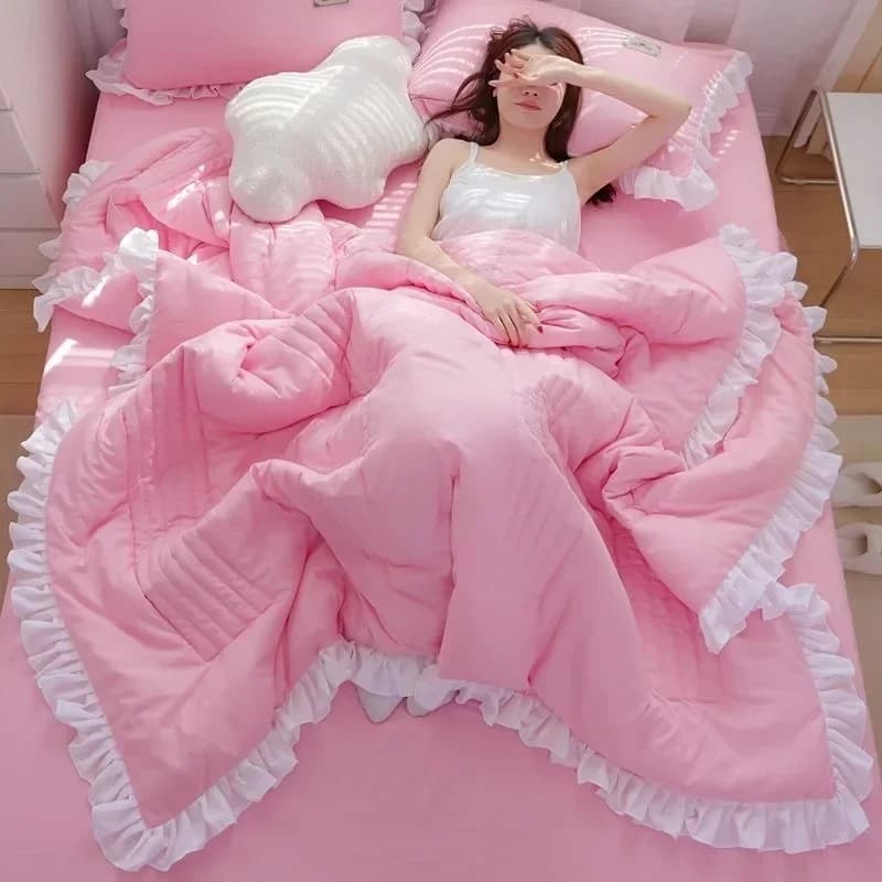 Coperta trapuntata estiva trapuntata in stile coreano, leggera, rinfrescante, aria condizionata, trapunta morbida e sottile, lavabile in lavatrice