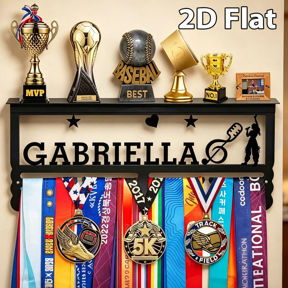 1Pc Custom Moving music Metal Medal Holder Rack,Hang Metal Wall Art,Home Decor Sports Award rack storage rack,Birthday Gift
