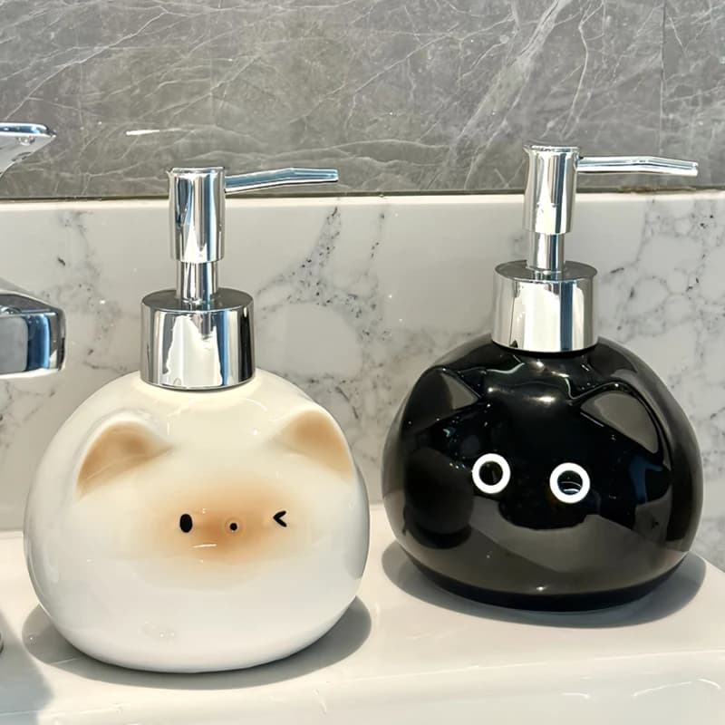 Dispenser per bottiglie di imballaggio per gel doccia, shampoo per WC, disinfettante per le mani per gatti siamesi in ceramica, per sapone liquido