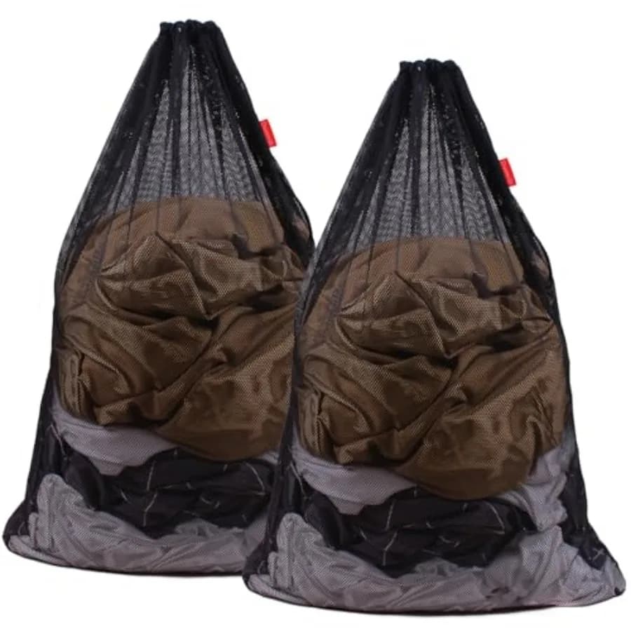 2 Pack Mesh Laundry Bags, 24 x 36 Inch Heavy Duty Drawstring Bag, Factories, College, Dorm, Travel and Apartment Dwellers