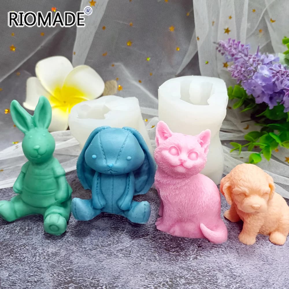 Stampo in silicone modello gatto e cane decorazione torta ornamenti candela gesso resina epossidica aromatica regalo fatto a mano stampo da forno
