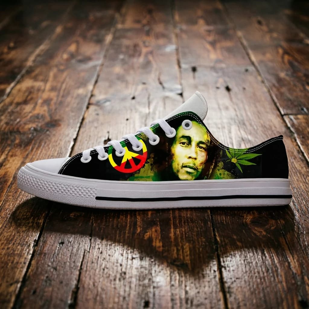 Sneakers Old School Bob Marley Unisex con Stampa Grafica Personalizzata, Scarpe con Lacci Traspiranti per Uso Quotidiano e Passeggio