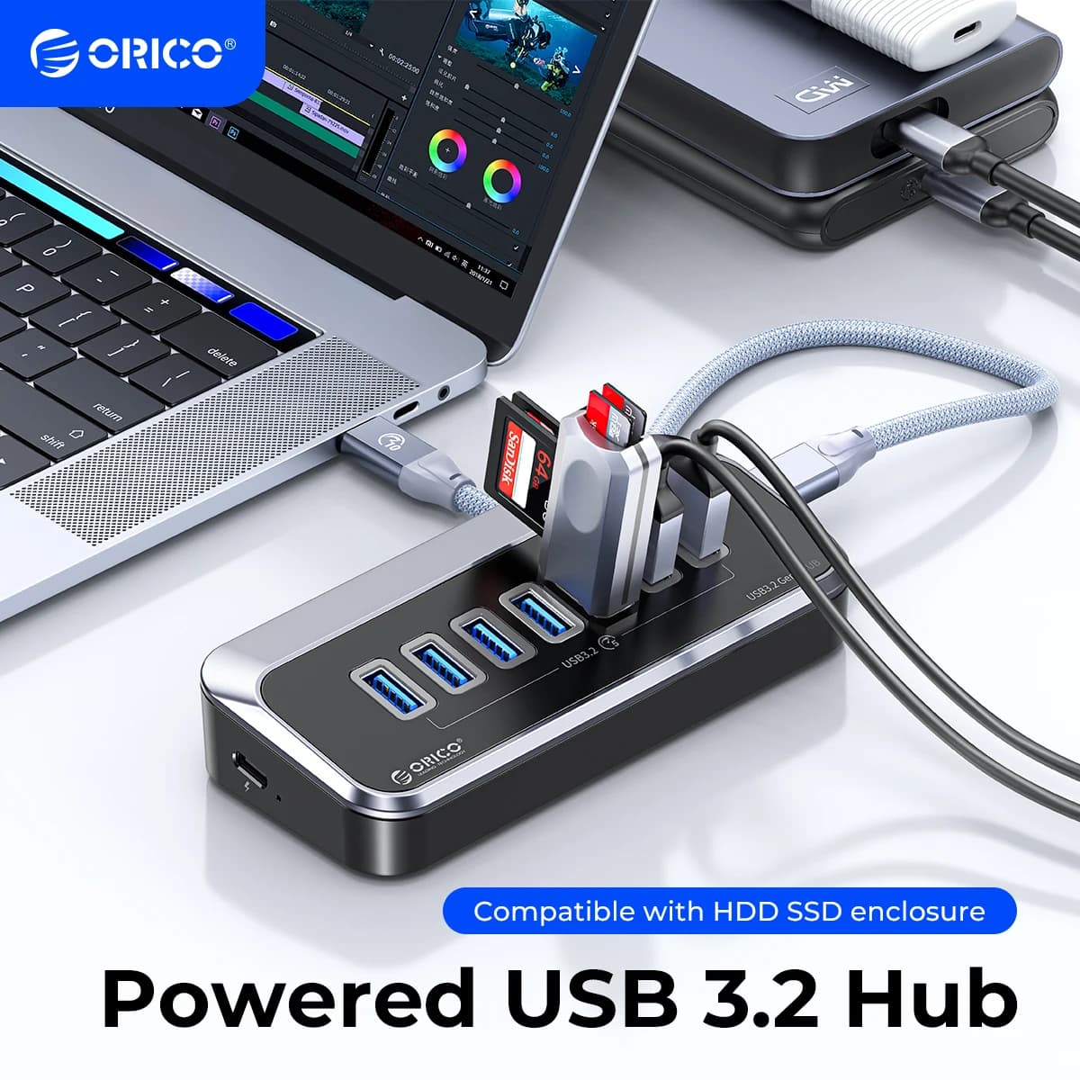 ORICO Docking Station USB 3.2 Hub Tipo C 10Gbps Splitter Switch Dock Multi Porta USB-A Gen2 per Surface Macbook Laptop 3.0