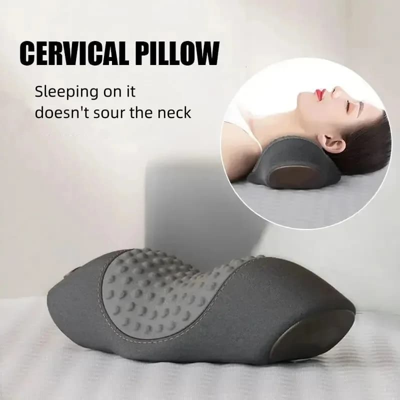Cuscino per massaggio al collo Massaggio elettrico Impacco caldo Massaggio a vibrazione Cuscino cervicale Rilassante supporto per colonna vertebrale in memory foam per dormire