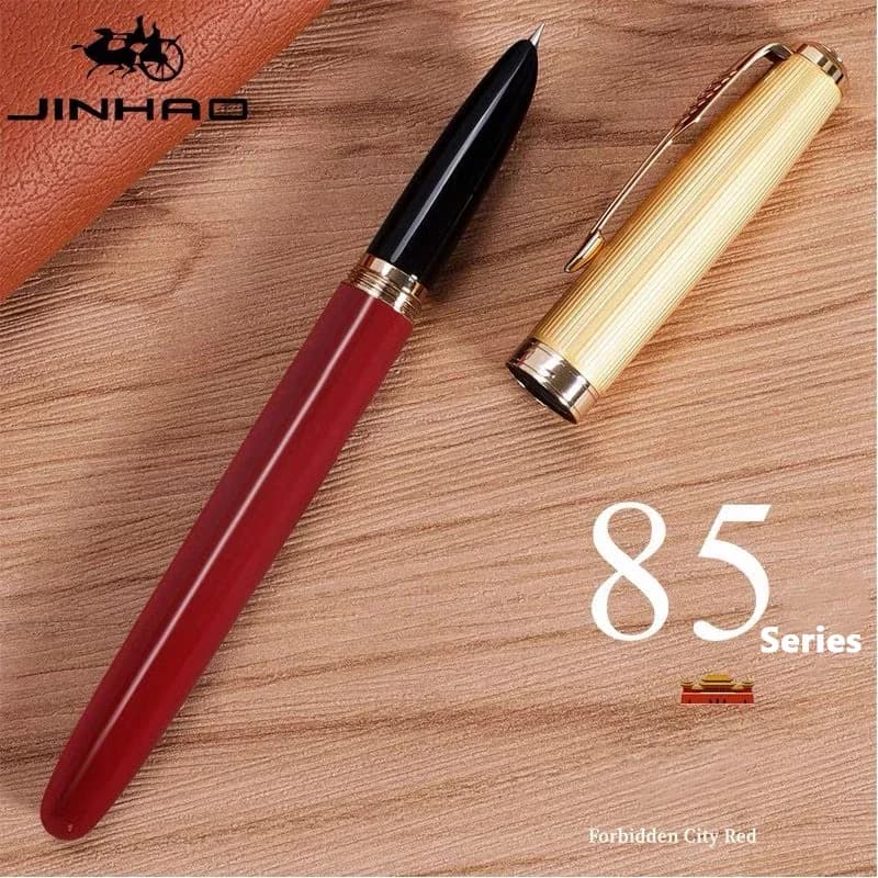 Jinhao 85 Penna Stilografica Freccia Clip Legno/Rame Materiale Oro Penne di Lusso Pennino Fine Scrittura di Cancelleria Materiale Scolastico Per Ufficio