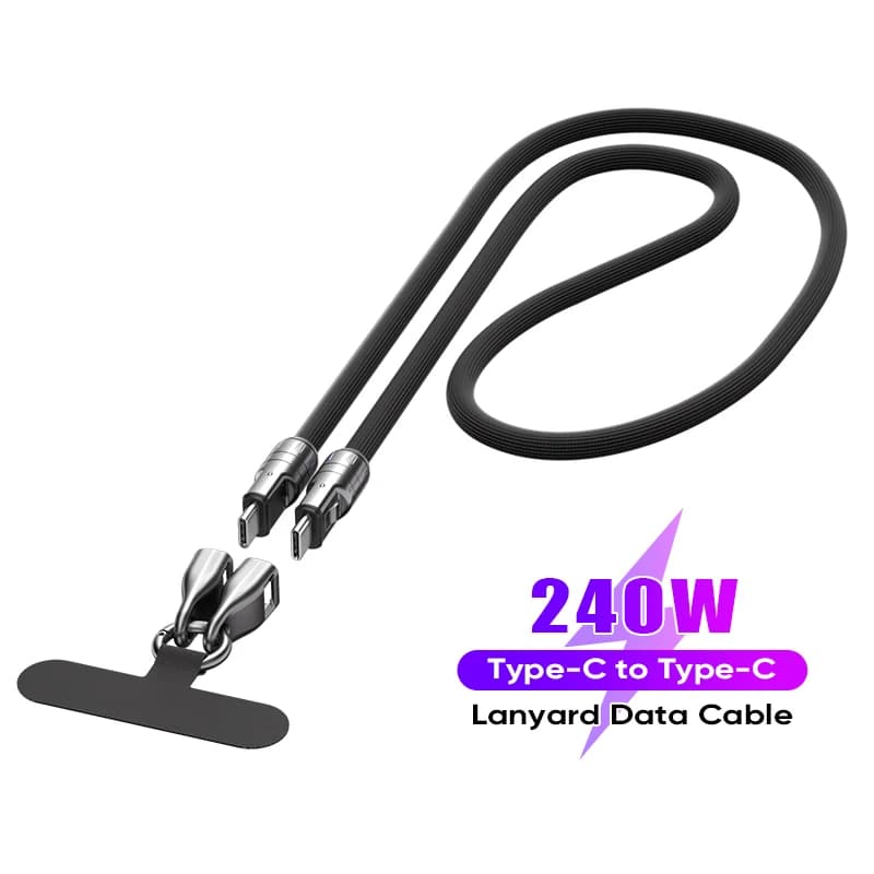 Cavo dati mobile da 240 W Cavo di ricarica per cinturino per telefono da tipo C a tipo C 5A Ricarica rapida adatto per Huawei Samsung iPhone Xiaomi