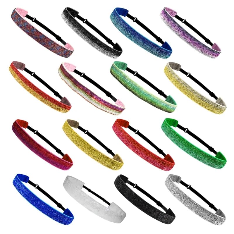 Fasce per capelli regolabili antiscivolo glitterate Fasce per capelli sportive per ragazza, Calcio scintillante per capelli
