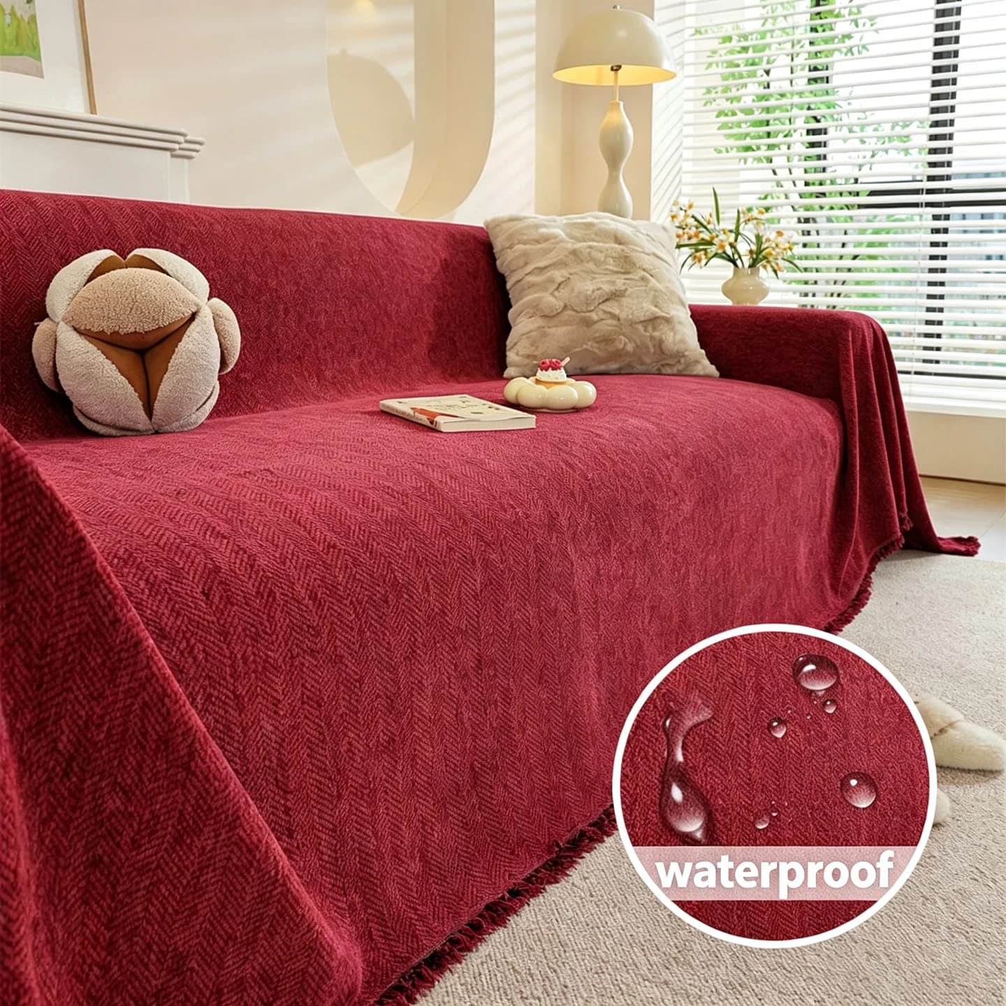 Waterproof Sofa Towels Couch Full Cover for 1/2/3 Seat L Shape Cushions All Seasons Non-slip Anti-cat Covets Furniture Protector