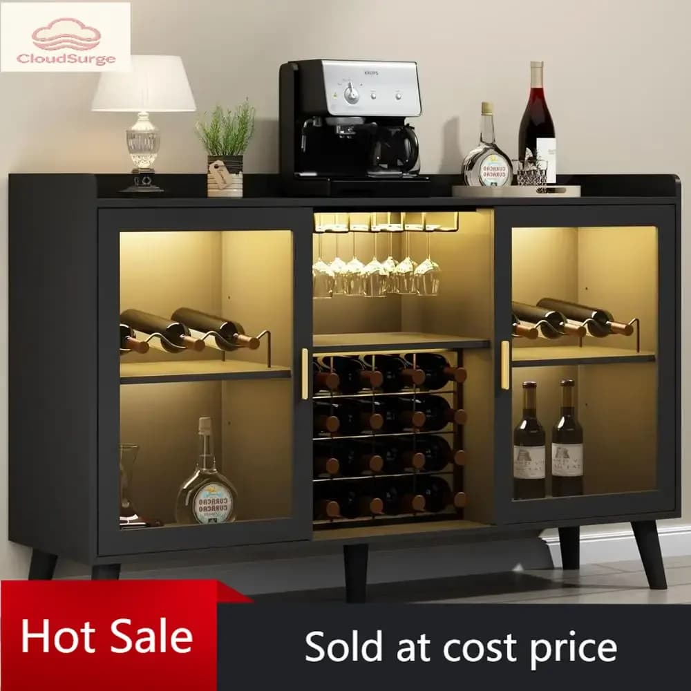 Promozione a tempo limitato: Mobile bar illuminato con portabicchieri e vano portaoggetti per casa, cucina o sala da pranzo