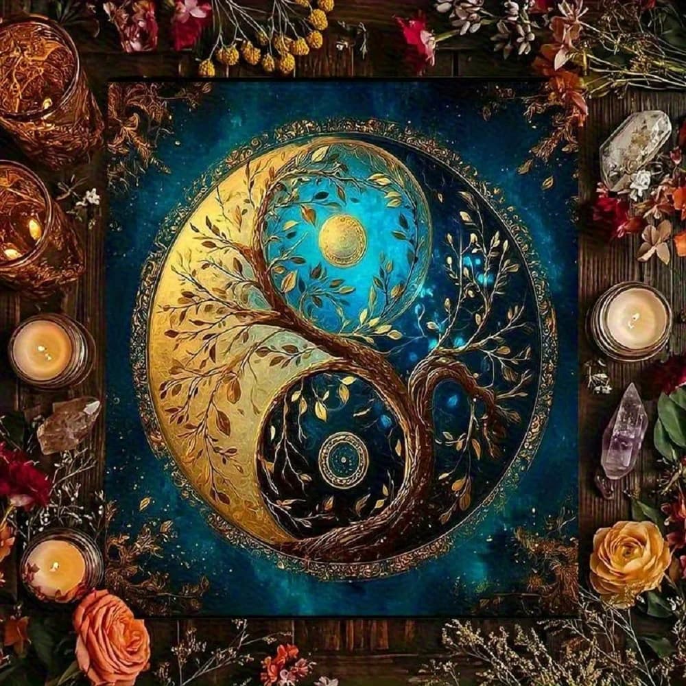 1 pz. Tovaglia Albero della Vita Armonia e Bellezza, Telo per Altare per Divinazione e Giochi di Carte Oracolari, Forniture per Feste ed Eventi