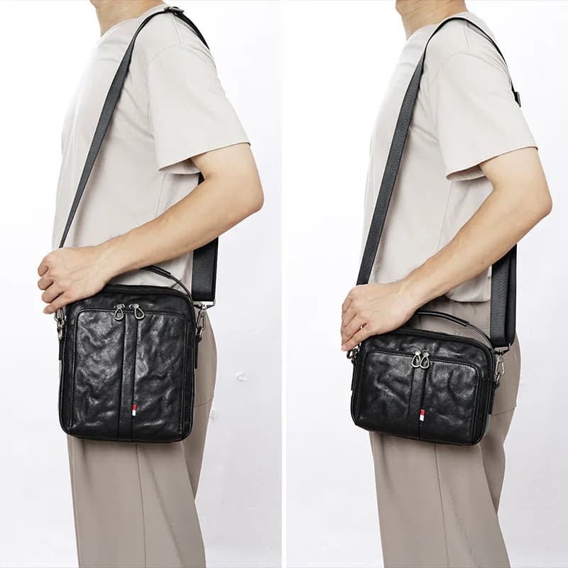 Men's leather high-grade handbag diagonal cross large capacity horizontal vertical travel business shoulder bag