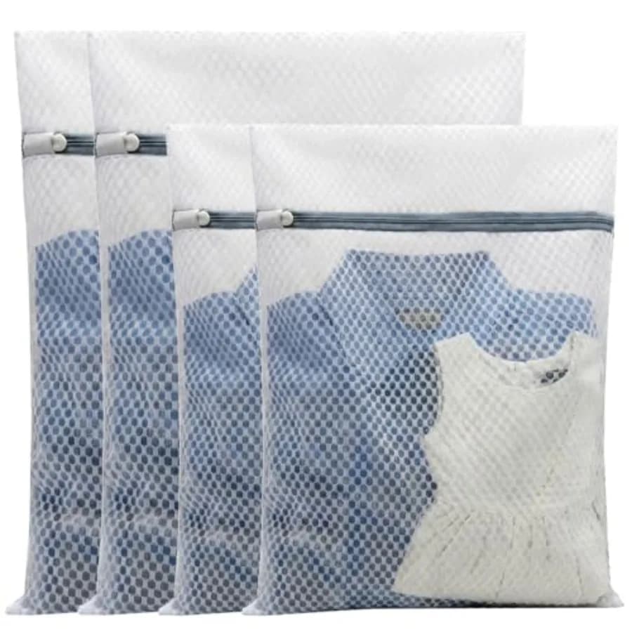 4Pcs Mesh Laundry Bags Delicates Lingerie Wash Bags for Washing Machine and Washer 2 Medium 12 x 16 Inches and 2 Large 16 x 20