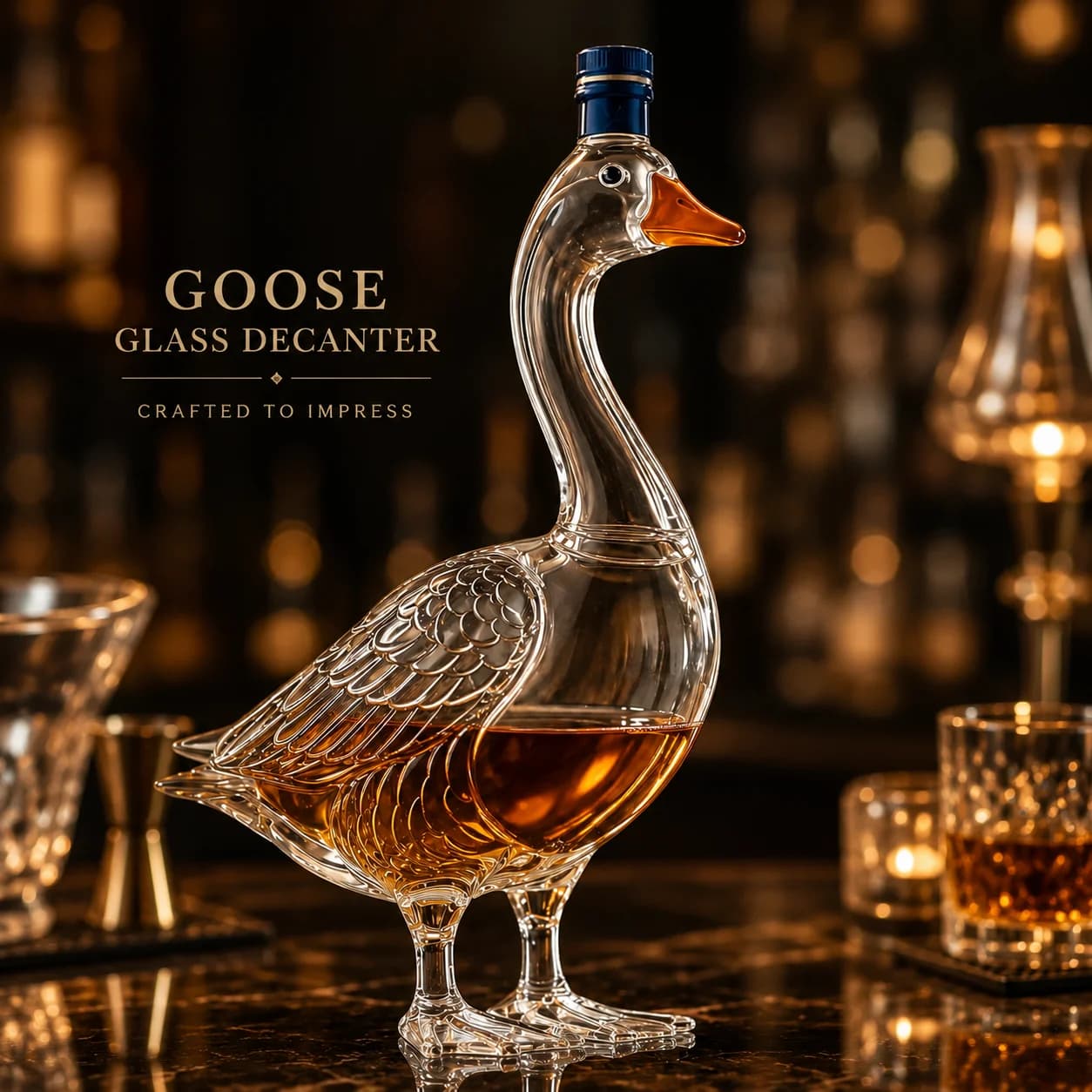 3D Goose-Shaped Glass Wine Bottle, Creative Gray Goose Vodka Decanter, Whiskey Bottle, Gift for Your Loved Ones, Pets, or Home Bar Display, Halloween Gift, with Packaging Box