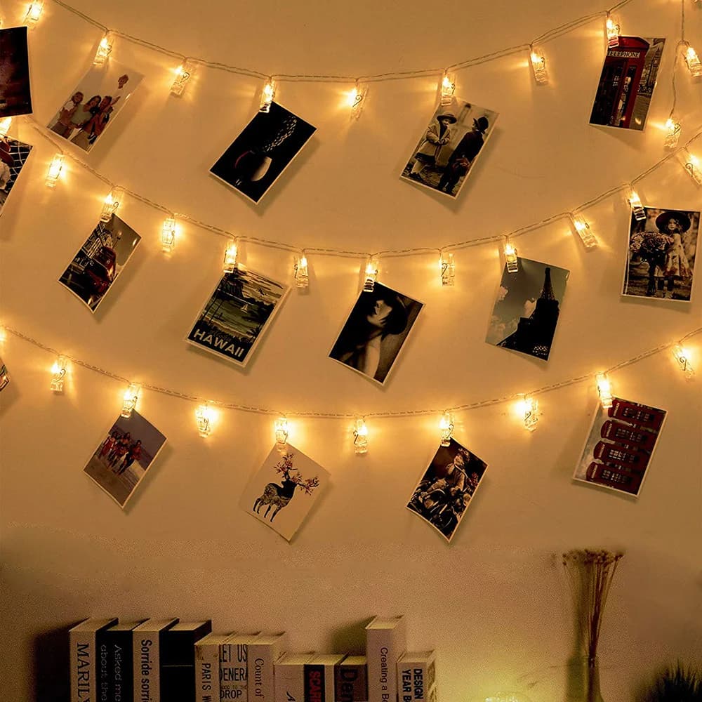 3M 6M 10M Portafoto Clip LED Luci della stringa AC220V Spina UE Natale Pop Anno Festa Matrimonio Ramadan Decorazione Fata Ghirlanda