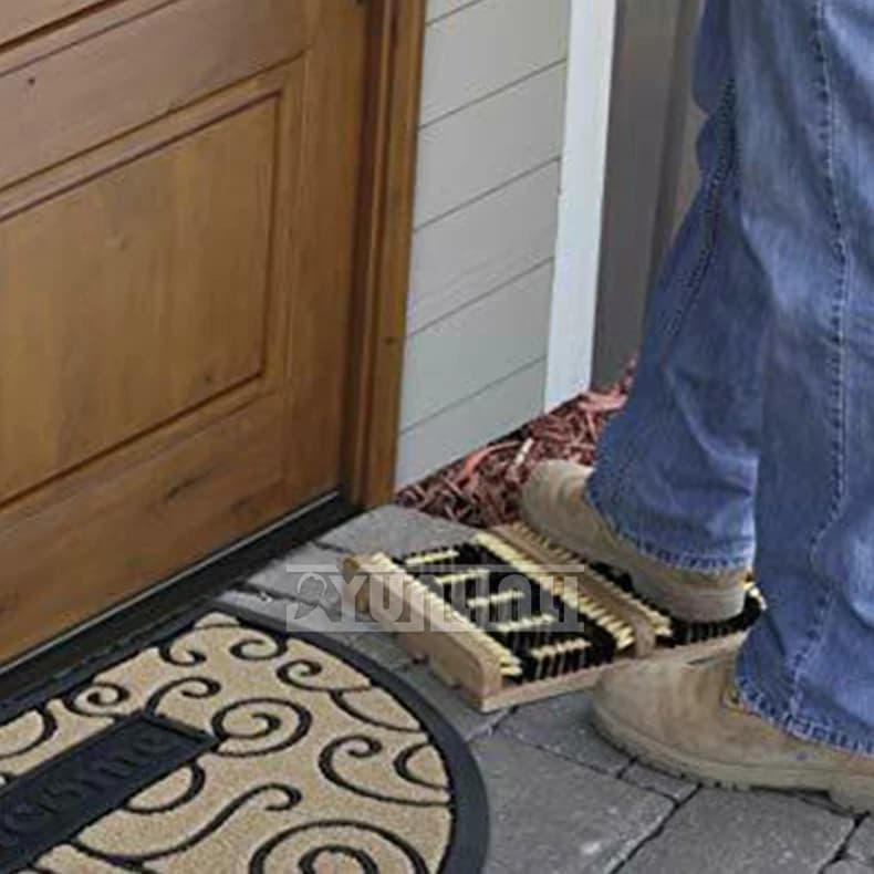 Strumento per la pulizia delle suole delle scarpe Spazzole per scarpe per la rimozione della neve del fango Spazzola per scarpe in legno per esterni Lucidatore per scalature da cortile