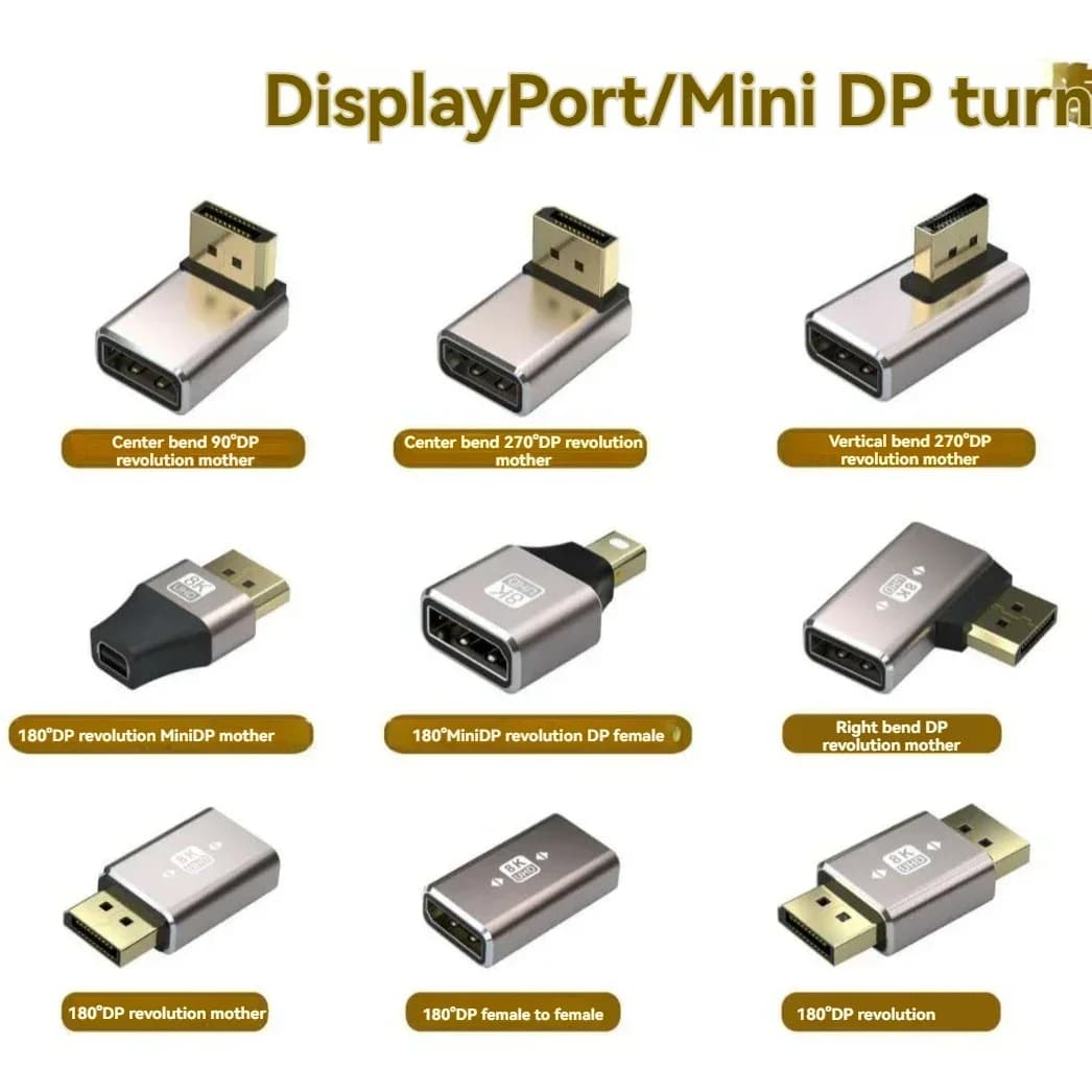 DP maschio-femmina Gomito ad angolo retto da 90 gradi Scheda grafica per computer Display Convertitore Displayport Testa sterzo HD 4K144hz 8k