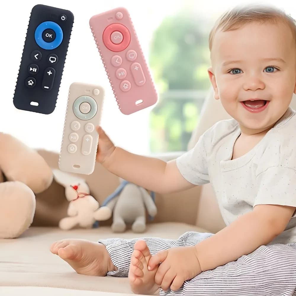 Massaggiagengive telecomandato in silicone per bambini periodo dell'appetito orale del bambino lenitivo telecomando morsi di dentizione giocattolo anti-alimentazione