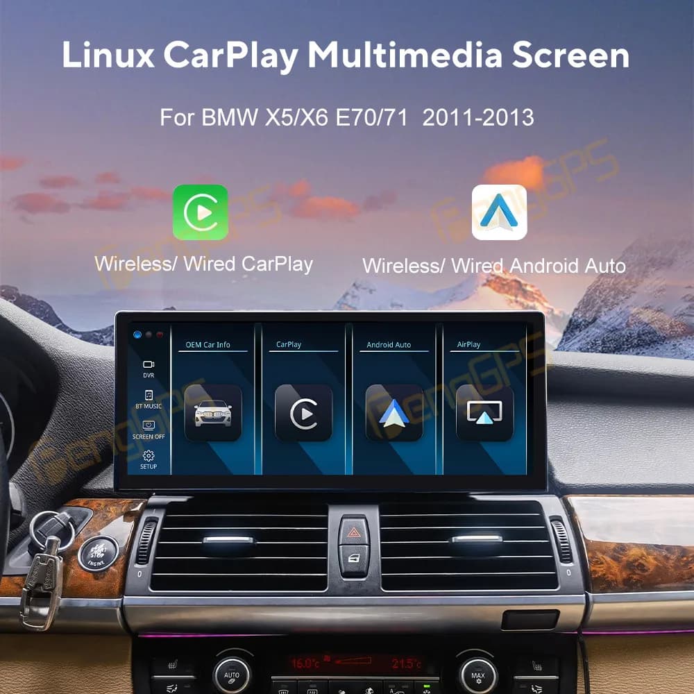 12.3 Inch Car Radio Linux For BMW X5 X6 E70 71 2011-2013 CIC System Multimedia Player GPS Navi Stereo Carplay Video DSP Headunit