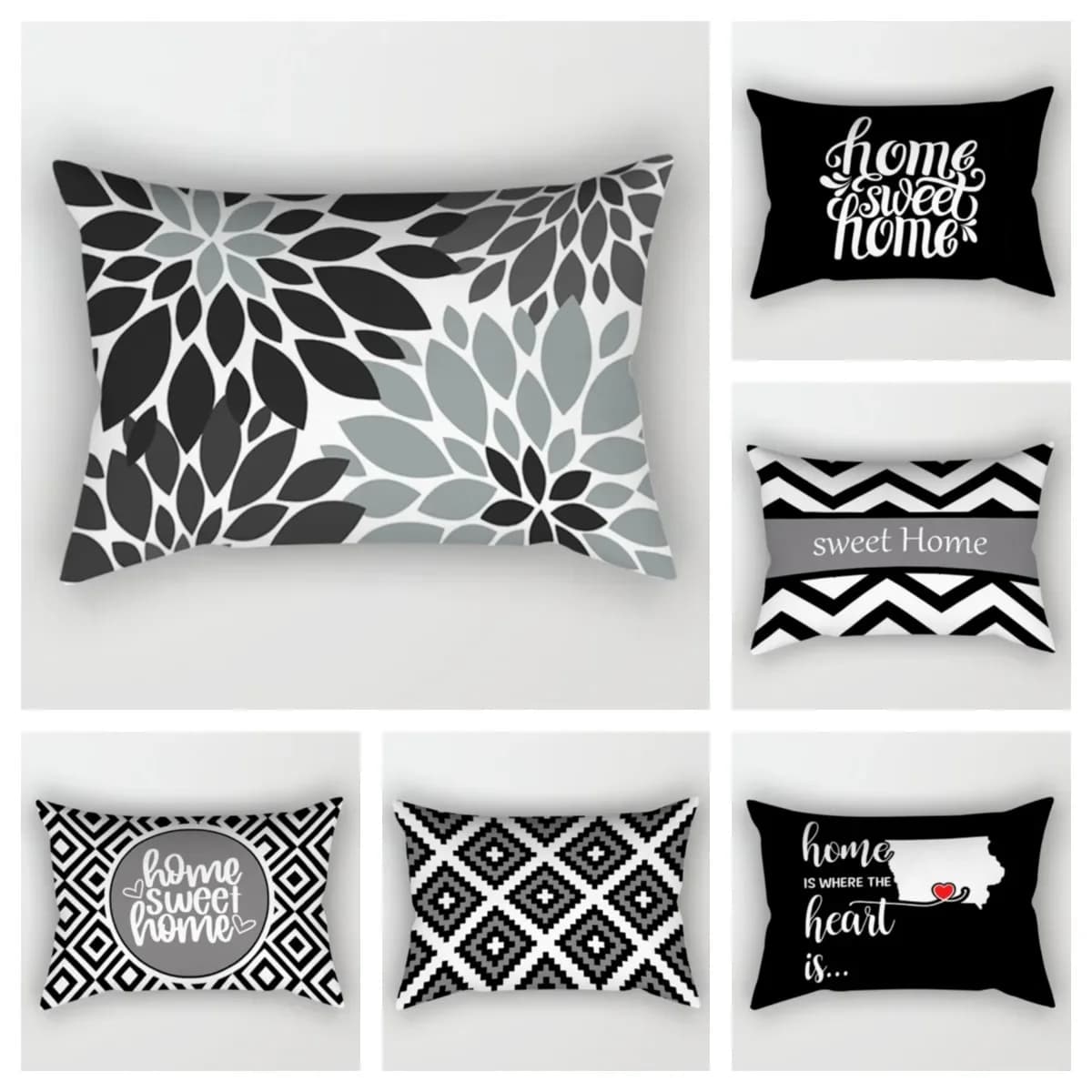 Nordic Black Sweet Home Federa House Decoration Living Room Sofa Decoration Pillows 30*50 Auto Vita Federa 40*60