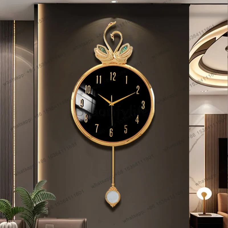 Light Luxury Minimalist Wall Clock Art Modern Design European Digital Wall Clock Creative Round Reloj Digital Pared Home Decor