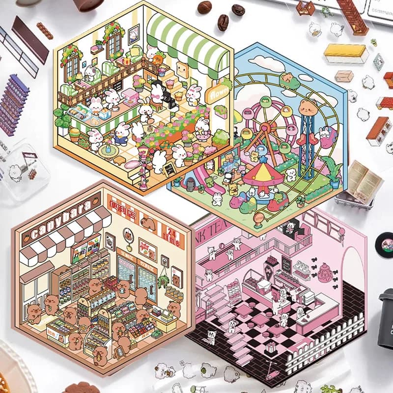 Adesivi 3D a Forma di Animali Cartoon, Miniature Kawaii di Kapibara e Gatti, Set di Adesivi Fai-da-Te per Cabine Simulate, Accessori Scolastici, Regalo Giocattolo