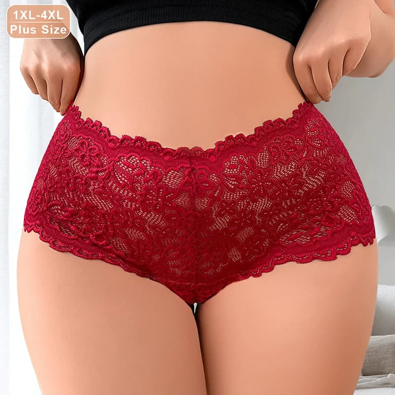 1 Piece Women'swear Size Large 1XL-4XL with Floral Embroidery, Medium Life, Breathable, Comfortable, Sexy Slip, Lingerie