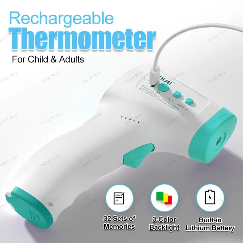 AiQUE Ricaricabile Digitale ℃ ℉ Termometro Febbre LED Temperatura Pirometro medico a infrarossi Temperatura IR fredda per bambino adulto