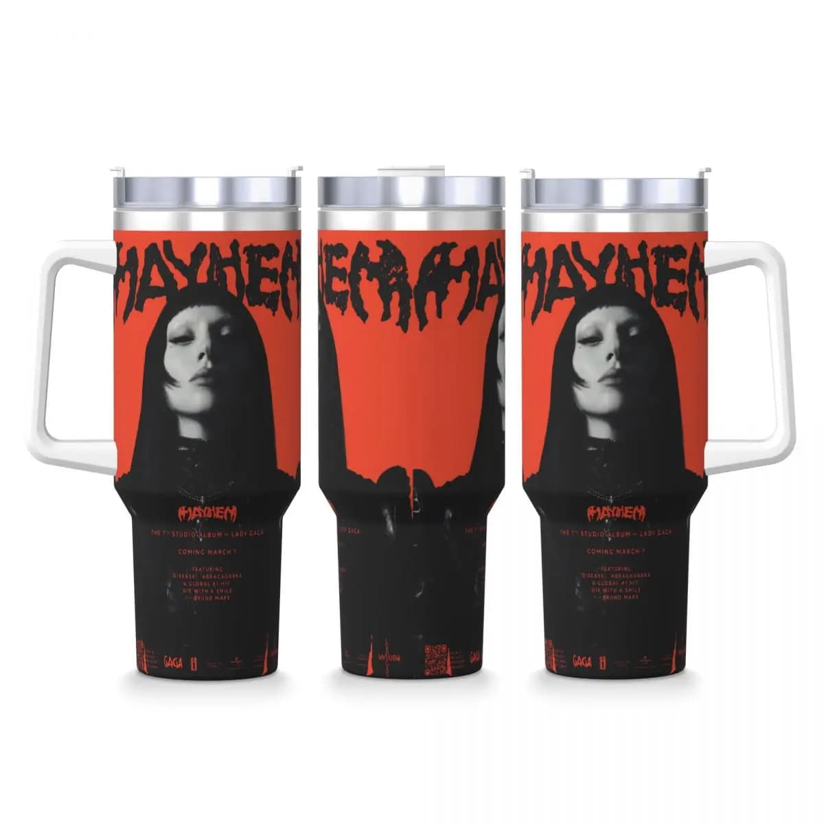 Lady Gaga Mayhem 2025 Album Bicchiere Bevanda fredda Bottiglia d'acqua Calore Tazza termica Tazze da campeggio stampate per auto