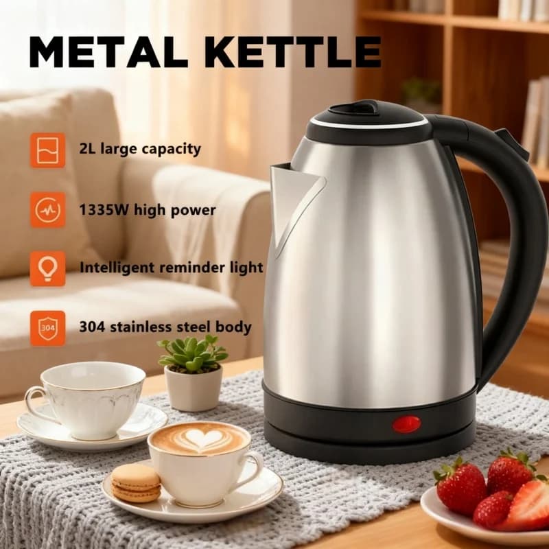 Bollitore elettrico intelligente Bollitore portatile ad alta potenza da 1500 W ad alta potenza Bollitore elettrico in acciaio inossidabile 304 per viaggi in hotel in ufficio a casa