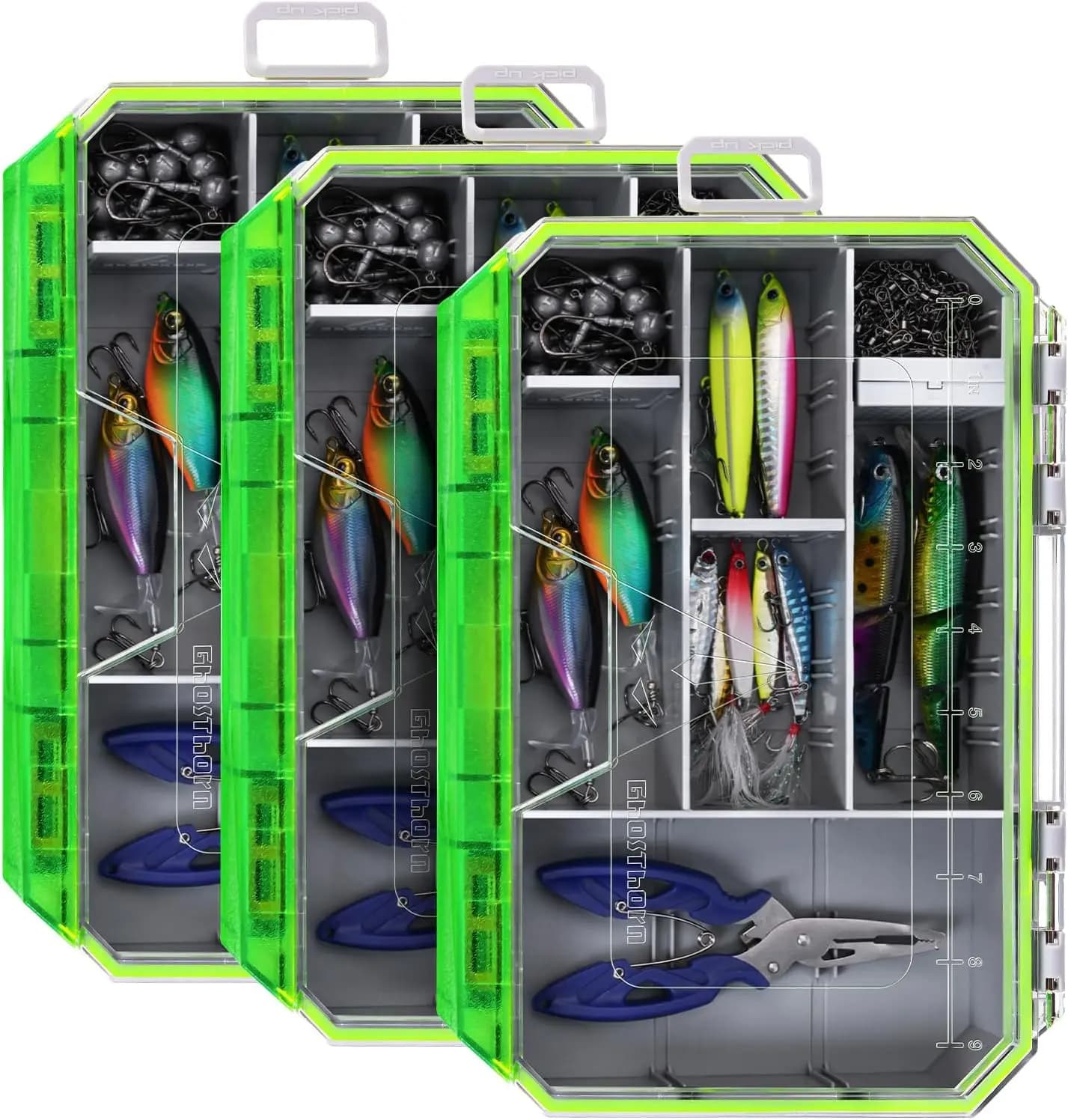 Scatola per Attrezzatura da Pesca, Impermeabile, Modelli 3600 e 3700, Organizer in Plastica con Divisori Rimovibili, Contenitore per Esche