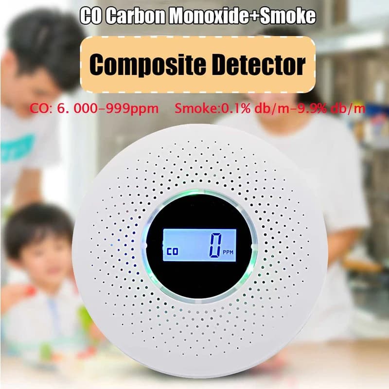 Display LCD 2 in 1 Rilevatore combinato di monossido di carbonio e fumo Allarme CO a batteria