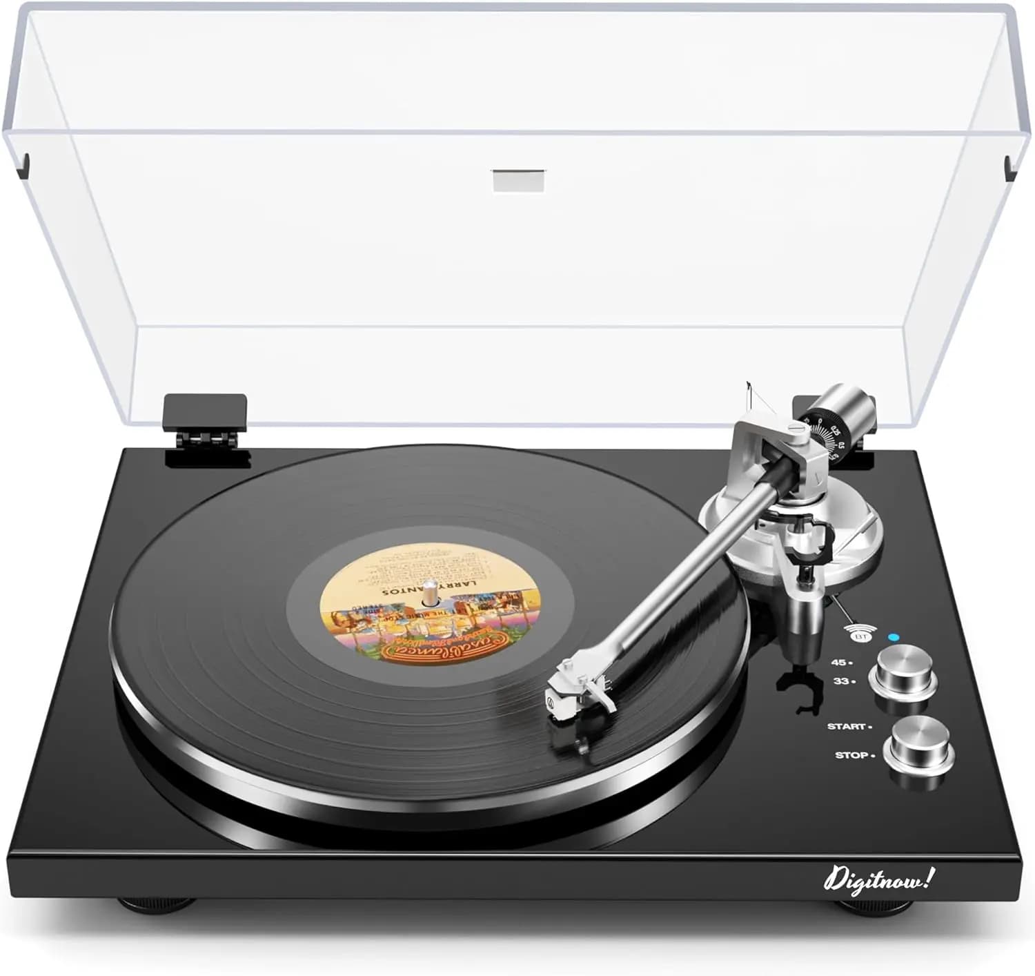 Giradischi a Cinghia, Uscita Bluetooth, Preamplificatore Phono Integrato, USB, Testina Magnetica, 33/45 RPM, Design in Legno