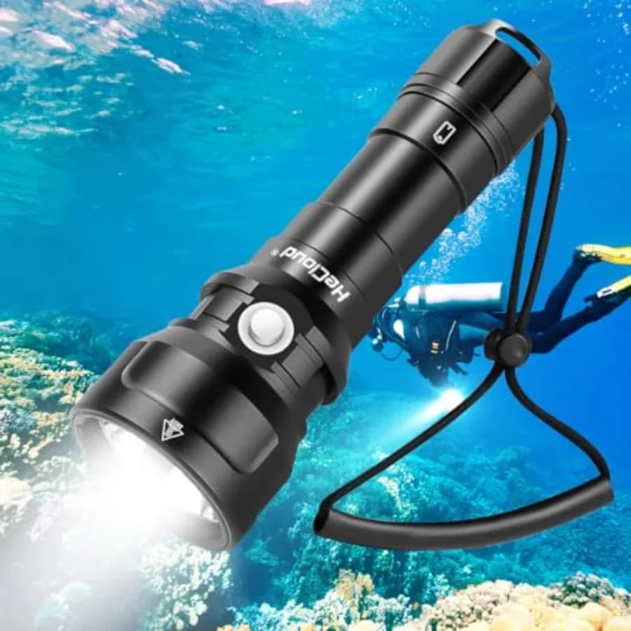 Torcia Subacquea per Immersioni fino a 265m, Torcia Subacquea per Snorkeling Sicuro, Luce per Immersioni Subacquee, Ricaricabile Impermeabile IPX8 3 Metri
