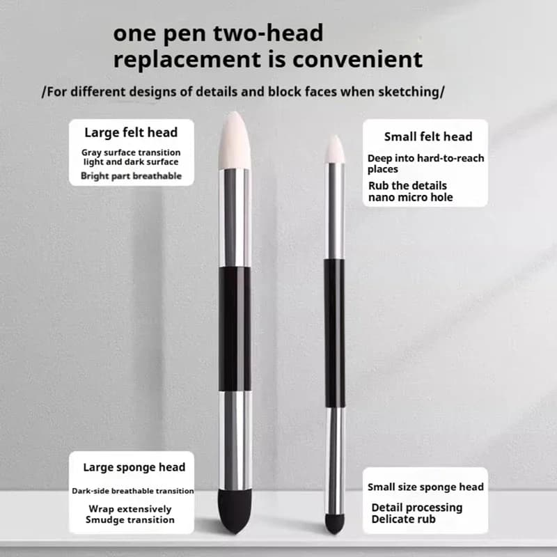 Cotton Blending Sponge Brush Set Double-Headed Washable Sketch Wipe Reusable Art Blenders for Artists Detail Shadow Highlight