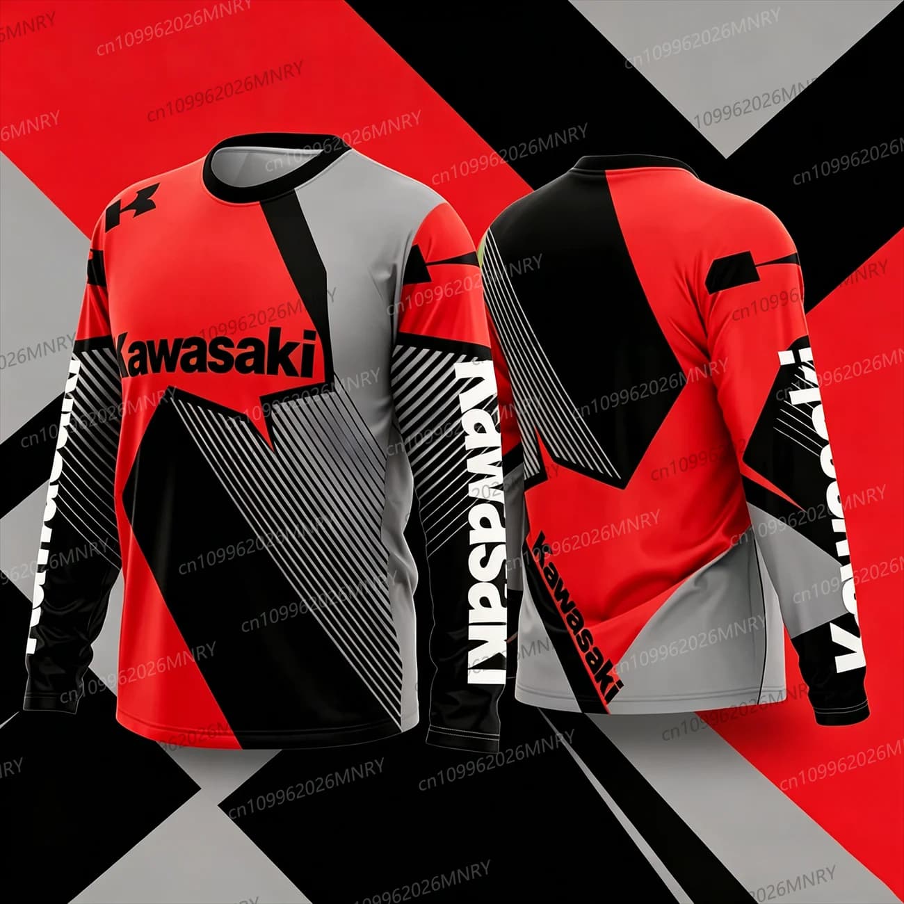 Maglietta estiva da uomo Kawasaki Motocross, tuta da ciclismo traspirante ad asciugatura rapida, top a maniche lunghe oversize per donna, sport e tempo libero