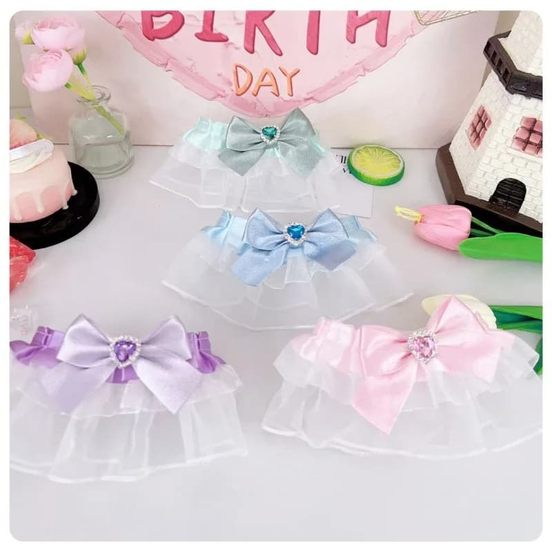 Pet mesh bow collar cat summer breathable drool towel dog love water diamond neck ring Party photograph cat accessories