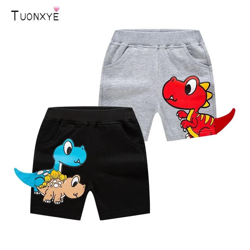 TUONXYE Pantaloncini estivi per bambini Cartoon Dinosaur Pantaloni sportivi elastici casual con tasca in cotone coreano per neonato