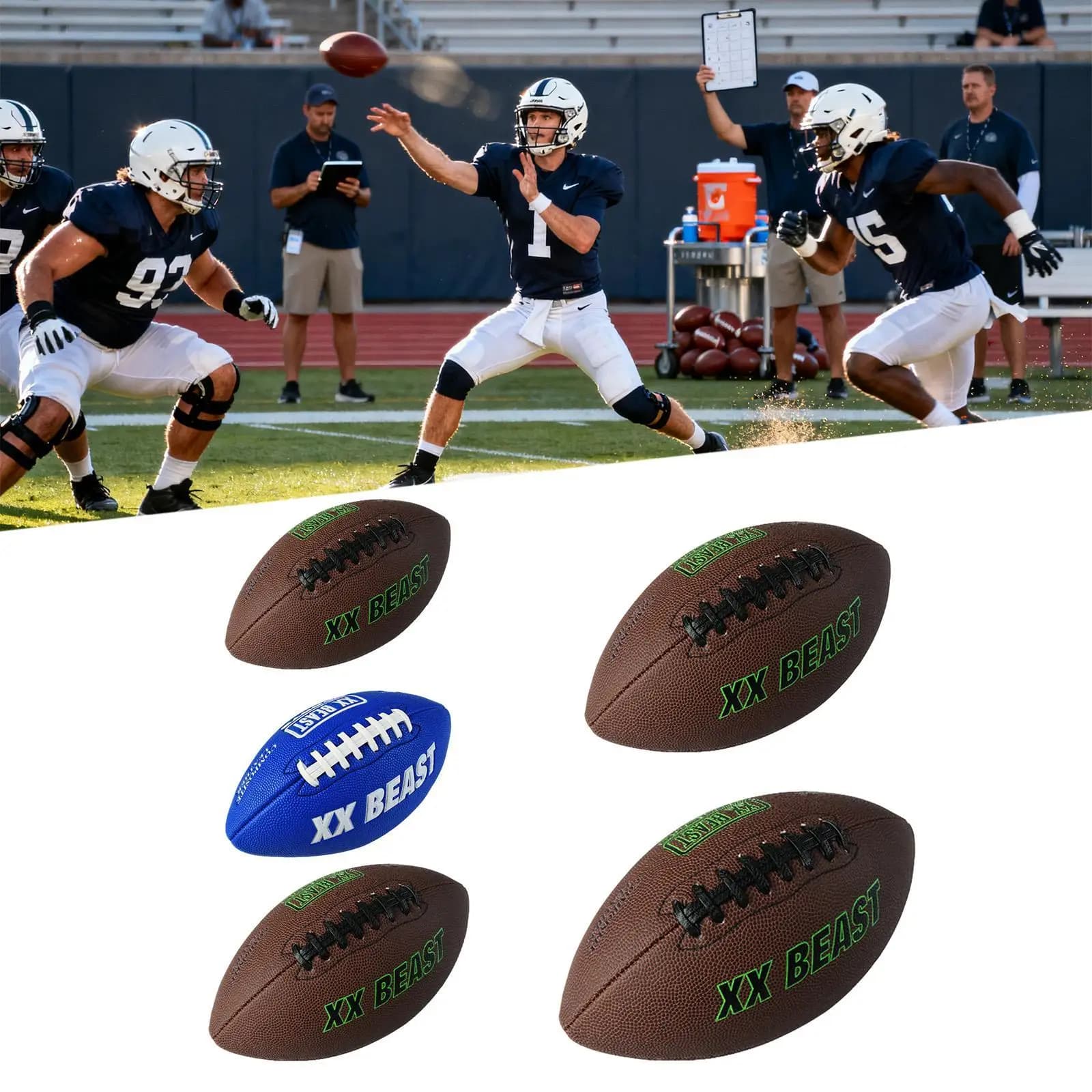 Rugby Ball Sports Indoor Outdoor Training Competition Nonslip Wear Resistant American Football for Match Party Practice Gym Team