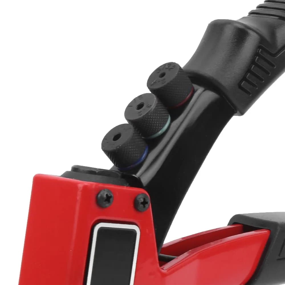 AntiSlip Handle Manual Riveting Tool Red Handle Heavy Duty Blind Riveter 4 Interchangeable Heads Hand Rivet Gun