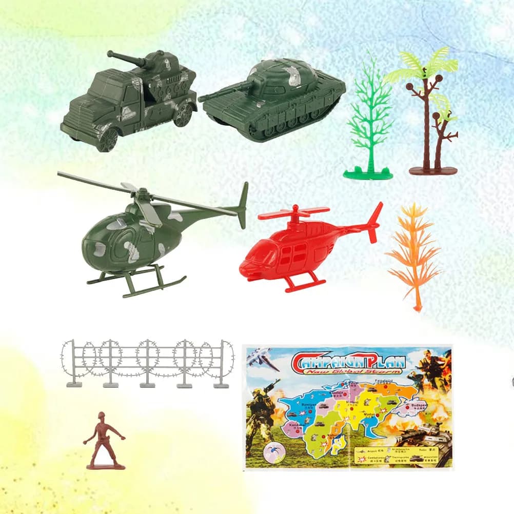 61Pcs Military Sand Table Set Plastic Soldier Playset for Kids Birthday Party Favor Educational Military Playset