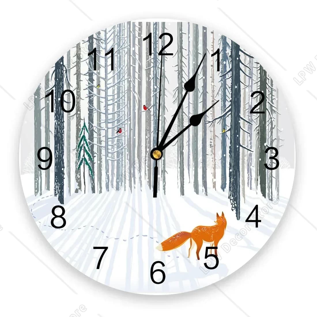 Animal Bird Fox Forest White Wall Clocks Not ticking for Girl Boy Bedroom Bathroom Kitchen Living Room Office Watch Round