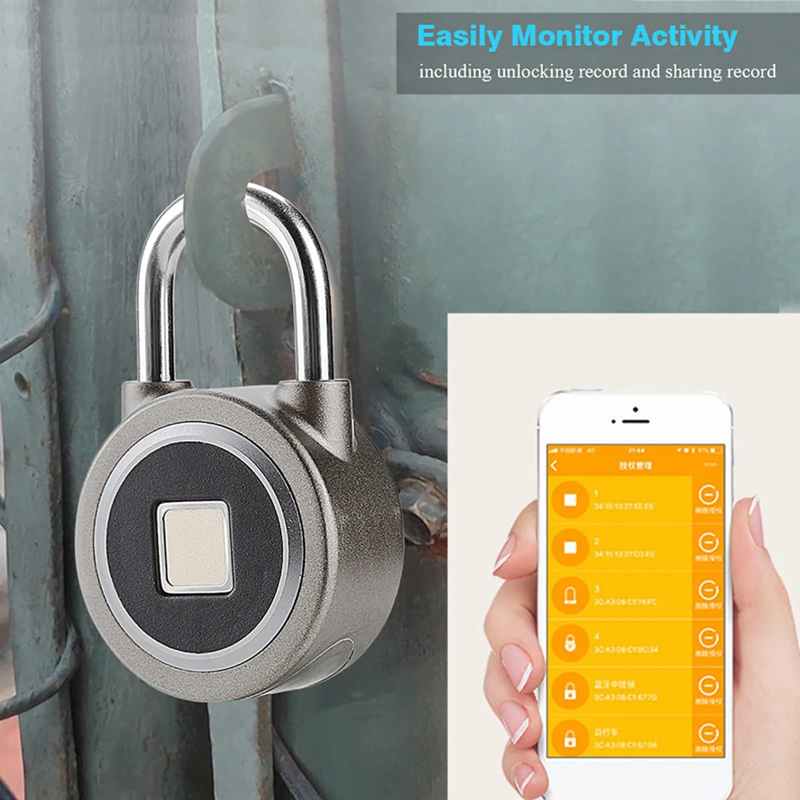 Serratura Intelligente con Impronta Digitale, Senza Chiave, Impermeabile, Controllo APP, Lucchetto di Sicurezza Antifurto