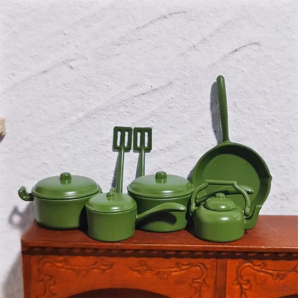 Frying Pan Dollhouse Kitchenware Kitchen Utensils Shovel Kettle Cooking Ware Playing House 1:12 Minature Pot Kitchen