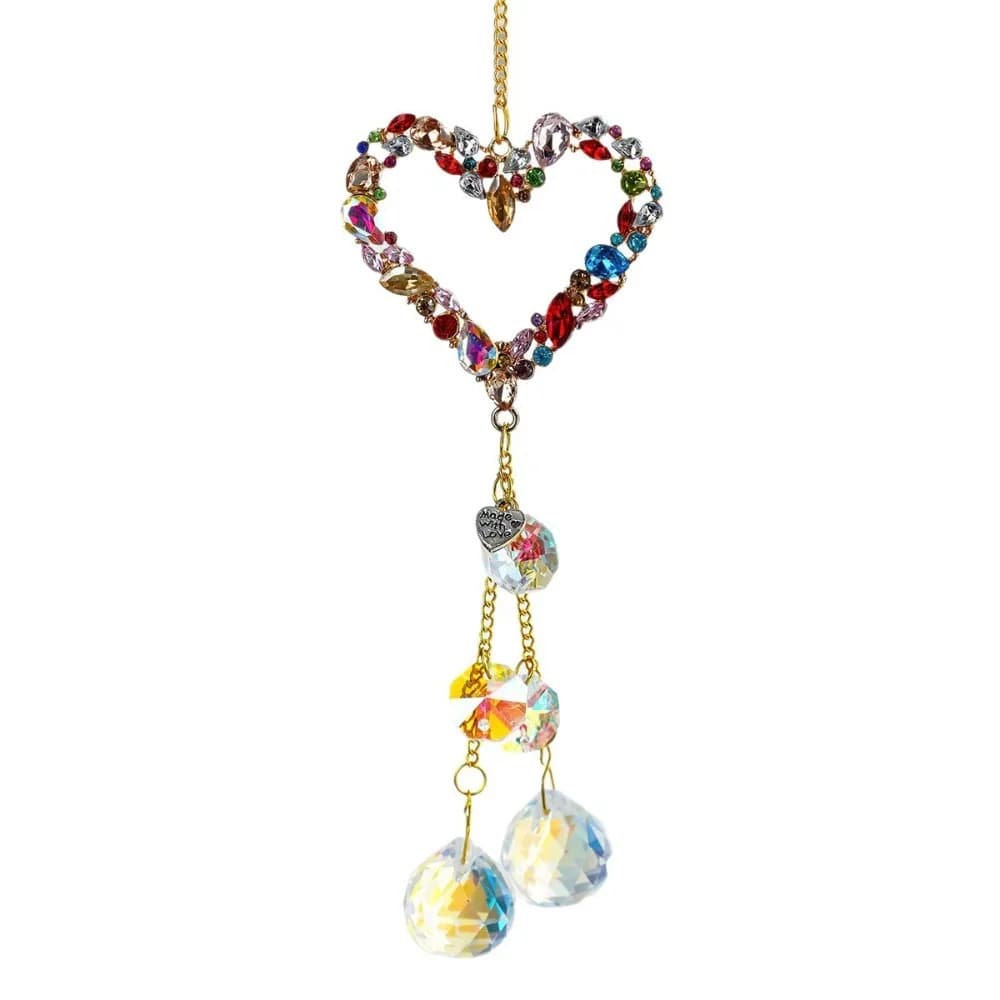 Decorative Handmade Crystal Suncatcher Exquisite Sparkling Heart Shape Crystal Pendant Reflective Wind Chime Housewarming Gift